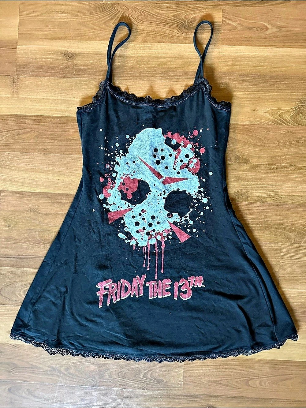 🆕 Hot Topic Friday the 13th Graphic Mini Dress Black Medium NWT